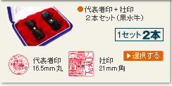 法人印２本セット(黒水牛)