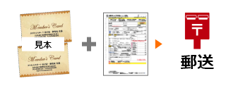 見本のカード２枚と専用注文書を郵送