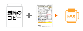 封筒のコピーと専用注文書をFAXで送信する図